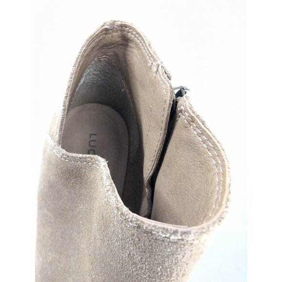 Lucky Brand Wedge Ankle Boot Bootie Women 8.5 Tan Boho Western Suede Yakeena - Picture 12 of 12